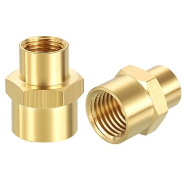 Imagem de Rebower Pacote com 3 adaptadores FeMale para FeMale, 1/10.2 cm FNPT x 1/20.3 cm FNPT Acoplador de Acoplamento de Latão Cabeça Hex Encaixe de Tubo para Automotivo, Transferência de Fluidos, Jardinagem