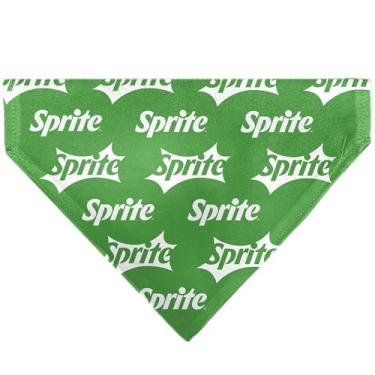Imagem de Bandana para animais de estimação The Coca-Cola Company, logotipo Sprite repetida, verde e branco, apenas bandana
