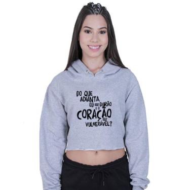 Imagem de Cropped Moletom Feminino Ser Durão Racionais Mcs - Lafre, Cinza, P