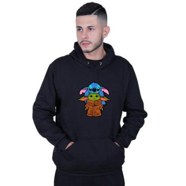 Imagem de Moletom Unissex Canguru Lilo Stitch yoda Star Wars - Lafre, Preto, P