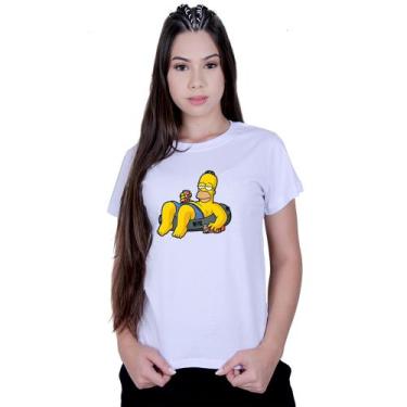 Imagem de Camiseta Baby Look Feminina Homer Simpsons Boia Mó paz - Lafre, Branco