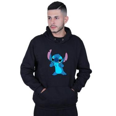 Imagem de Moletom Unissex Canguru Lilo Stitch Linguinha - Lafre, Preto, M