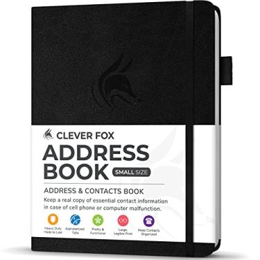 Imagem de Clever Fox Livro de endereços com abas alfabéticas – telefone de couro PU e agenda de endereços para manter contatos seguros, diário organizador de contato, tamanho pequeno (10 cm x 14 cm), capa dura