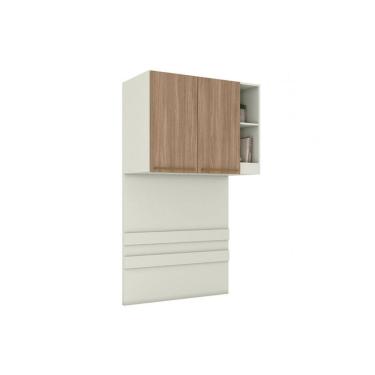 Imagem de Módulo de Quarto Solteiro Armário Ponte Aéreo MC12 Seletto c/ 2 Portas e 2 Nichos Areia/Jequitibá - Henn