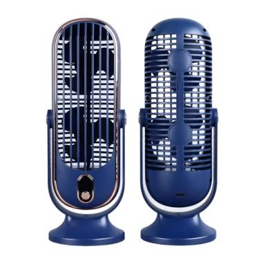 Imagem de aqxreight Ventilador Compacto de Torre de Mesa USB Com Configurações de 5 Velocidades de Resfriamento Oscilante Silencioso para ou Carro Em Design Azul (Azul (silicone))
