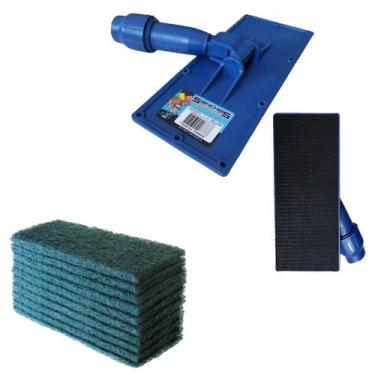Imagem de Kit 5 Fibras + Suporte Rodo Articulável Giratório Com tiras autocolant