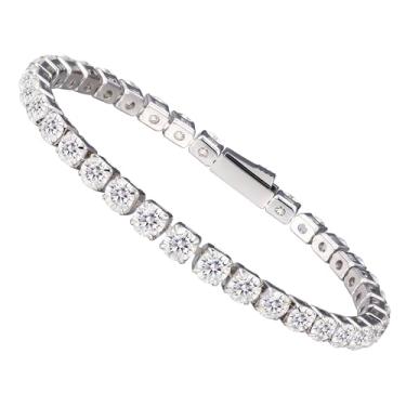 Imagem de HMJ Pulseira de tênis Moissanite para mulheres, pulseira de tênis de diamante de 4 mm/5 mm de casamento, formatura, joia de presente de aniversário para mãe/esposa, tamanho 15 a 19 cm, 6.5 inch, Aço