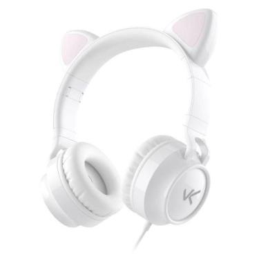Imagem de Fone De Ouvido Headset Kitty Ear - Orelha De Gato Branco Com - VINIK
