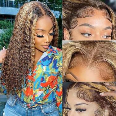 Imagem de Peruca Chesma Highlight Ombre Lace Front Human Hair 13x4 HD