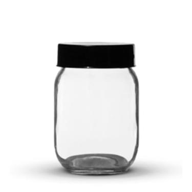 Imagem de Conjunto 5 Potes de Vidro 268ml Com Tampa Plástica Nadir Figueredo (Preto)