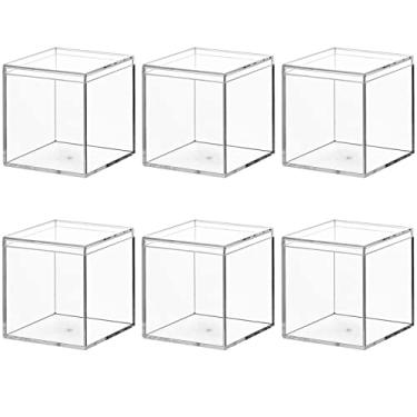 Imagem de Ganydet Pacote com 6 caixas pequenas de acrílico, mini caixa de acrílico transparente pequenas caixas de plástico para exibição de 6 cm, 6 cm, estojo quadrado de plástico para doces, comprimidos e
