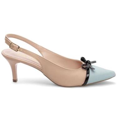 Imagem de Sapato Scarpin Azul Bege Verniz Salto Alto Elegante - Torricella, 35, 