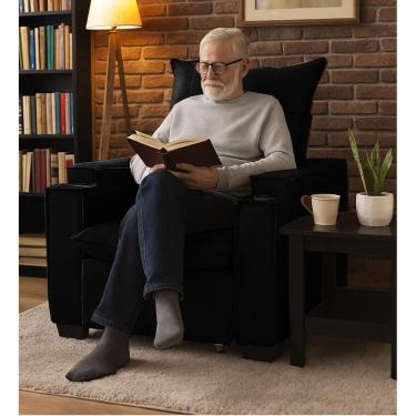 Imagem de Poltrona Papai Reclinável Pulse Porta Copos Carregador usb Preto