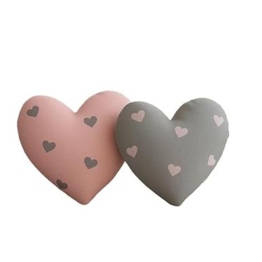 Imagem de Almofadas Cheias Formato Coração Percal 180 Fios(CORAÇÃO ROSÊ/CINZA)