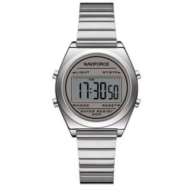 Imagem de Relógio digital feminino com pulseira de aço inoxidável de quartzo elegante