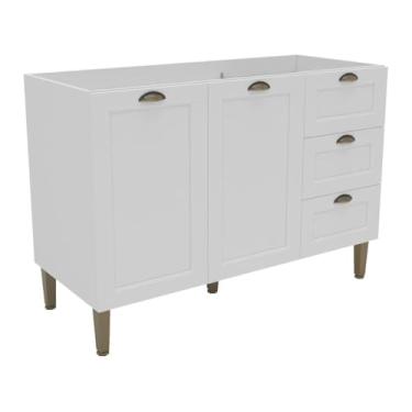 Imagem de Balcão Cozinha Americana para Pia 120cm 2 Portas 3 Gavetas sem Tampo Multimóveis Cr20486 Branco