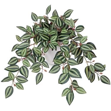 Imagem de Briful Plantas artificiais de seda falsa em vaso de plantas de seda falsa melancia peperomia para casa, escritório, banheiro, prateleira, armário, decoração de mesa (Roxo)