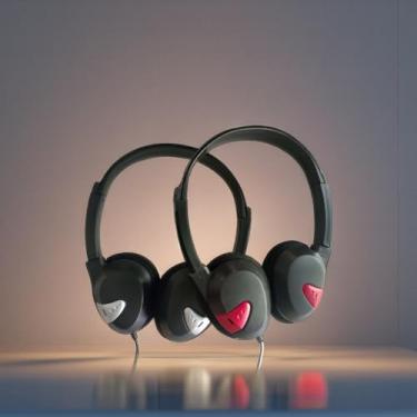 Imagem de Getgold Fones de ouvido com fio para estudantes, conector de 3,5 mm, cabo de 1,8 m, na orelha, ajustável, preto (pacote com 2)