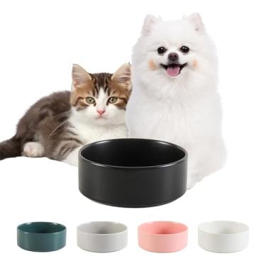 Imagem de Tigela de cerâmica para comida e água - Tigela para alimentação de animais de estimação para cães e gatos pequenos - Prato de alimentação de cerâmica pesada com base antiderrapante - Segura para
