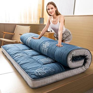 Imagem de MAXYOYO Colchão de futon tamanho casal com estampa de cacto cinza, forro de colchão acolchoado, almofada de dormir dobrável extragrossa, espreguiçadeira respirável, cama de hóspedes para acampamento
