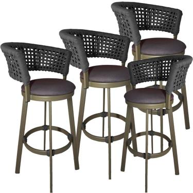 Imagem de Banqueta Somália em Alumínio e Corda Náutica Jardim Trama