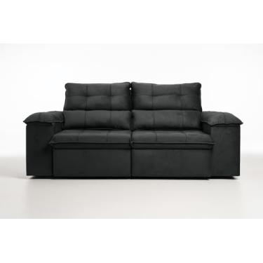 Imagem de Sofá Compacto, Prático e Versátil 2 Lugares Reclinável e Retrátil Bel Veludo LIMOV Perfeito para Salas Pequenas (Cinza)