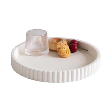Imagem de Bandeja decorativa Aftermat 11 de concreto redondo branco para mesa