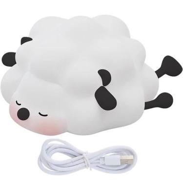 Imagem de Luminaria Abajur Ovelhinha Fofa Touch Muda De Cor Usb Recarregavel Sil