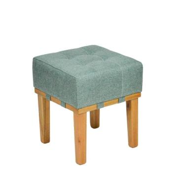 Imagem de Puff Quadrado Banco Pufe Decoraçao Lar Linho Verde