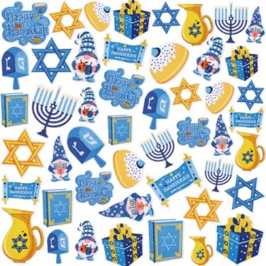 Imagem de Hotop 48 peças de remendos de Hanukkah a ferro em menorá dreidel estrela de Davi patch Chanucá vela donuts aplique de reparo costurado bordado para chapéus de Hanukkah felizes roupas jeans roupas