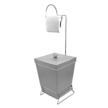 Imagem de Lixeira com Suporte de Papel Higiênico - Stolf, Cinza