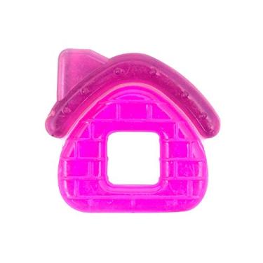 Imagem de Mordedor de Silicone Infantil para Bebê Refriável Casinha Rosa com Roxo - Unik Toys