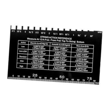 Imagem de Dynwave Régua de medição de ação de cordas para reparo de baixo elétrico e guitarras acústicas, acessório de configuração, ferramenta de medição de metal, Preto