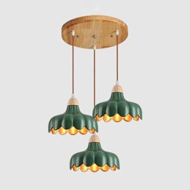 Imagem de Lustre de cerâmica de 3 luzes, luminária pendente estilo fazenda, abajur verde vintage, luminária suspensa de cerâmica para cozinha, ilha, sala de estar, quarto, cabeceira, sala de jantar, c