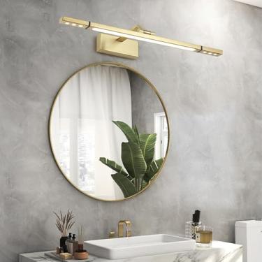 Imagem de Luz de LED para espelho de banheiro 160° dobrável ângulo ajustável moderno arandelas de parede lâmpadas de parede de metal à prova d'água para sala de estar quarto Vanity Shaver (luz neutra dourada