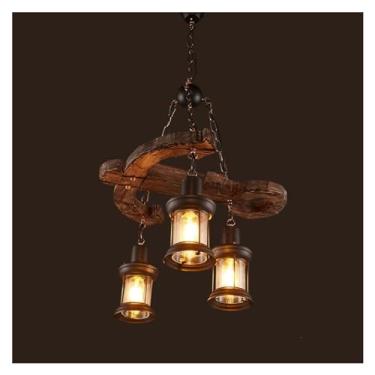 Imagem de Retro Wood E27 LED Lâmpada de teto Lustre industrial antigo Iluminação de bar Luminária pendente Luzes pendentes, Luzes pendentes modernas
