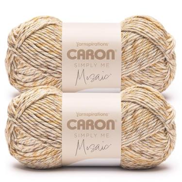 Imagem de Caron Simply Me Mosaic Beachy Yarn - Pacote com 2 unidades de 140 g/5 oz - 62% acrílico, 20% nylon, 18% lã - nº 5 volumoso - 173 jardas - tricô/crochê
