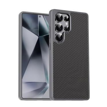 Imagem de Capa protetora de cor sólida com padrão de luxo Grid Armour Business, cinza, para Galaxy S24 Plus