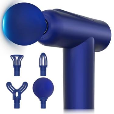 Imagem de Pistola Massageadora Elétrica Profissional com 6 Acessórios Massagem Tecidos Profundos(Azul)