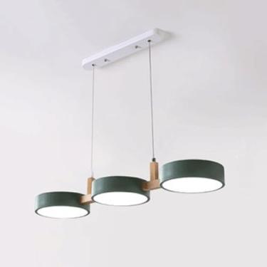 Imagem de Nordic Logs Pendant Light Farmhouse Sala de jantar Teto Cozinha Luz 3-cabeça Redonda Sombra Pendente Iluminação Macaron Cor para Entrada Pia Cozinha Ilha Cozinha