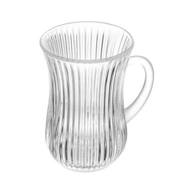 Imagem de Caneca de Vidro para Café com Alça Lines Transparente 130ml Wolff