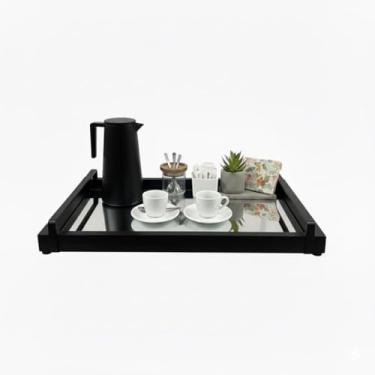 Imagem de Bandeja Espelhada na pintura laqueada alça em metal (Preto)