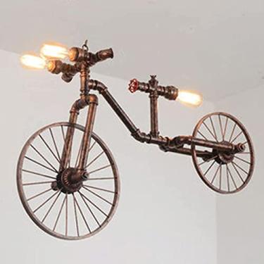 Imagem de Luminária de parede, lustre, loft, estilo industrial retrô, lâmpada de ferro led, personalidade, cano de água, bicicleta, lustre, café, restaurante, bar, loja de roupas, decoração (cor: lumi