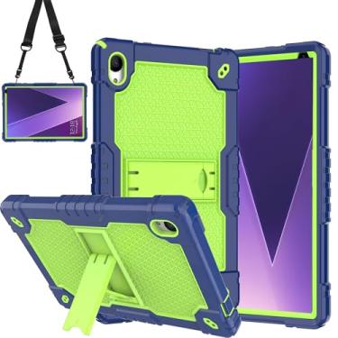 Imagem de Doemoil Capa para tablet Pritom Tab 10 Lite/TECLAST P26T/TECLAST P25T/Wetap M10 10,1 polegadas Capa protetora híbrida à prova de choque capa rígida com suporte embutido alça de ombro (azul marinho