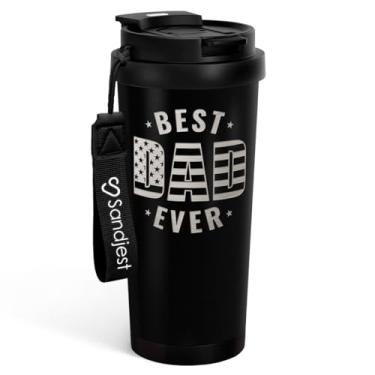 Imagem de Copo para pai da filha - Copo de café com tampa 2 em 1 de aço inoxidável 510 g, caneca de viagem isolada Best Dad Ever presente para homens marido pai, aniversário, Natal, 4 de julho (bandeira