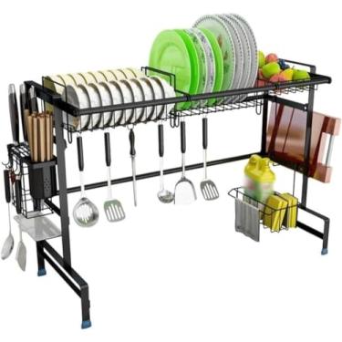 Imagem de AKALNNB Escorredor de pratos organizador de prateleira de cozinha escorredor de pratos sobre a pia suporte de utensílios tigela prateleira de drenagem de pratos organizador de bancada de cozinha