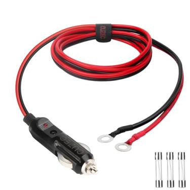 Imagem de CUZEC Cabo de alimentação adaptador de isqueiro de 1,8 m, 16 AWG, resistente, 15A, plugue macho com cabo de 16 AWG para inversor de carro, bomba de ar, copo elétrico e faça você mesmo (1,8 m de