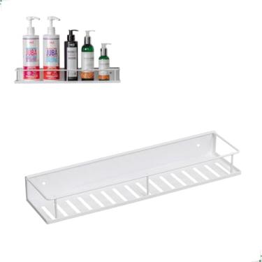 Imagem de Suporte Porta Shampoo de Parede para Banheiro Prateleira Organizador em Aço (Branco)