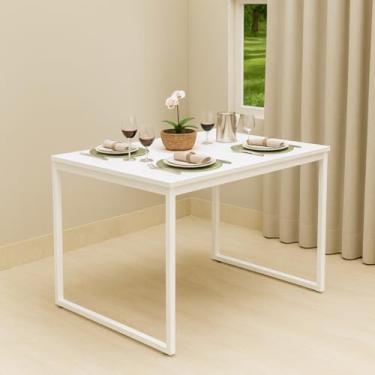 Imagem de Mesa Estilo Industrial Compacta 100x60 cm Tampo MDF Premium Branco e Base em Aço Para Apartamento, Escritório, Copa/Cozinha e Consultório