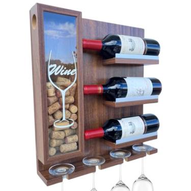 Imagem de Barzinho de Parede Adega Vinhos 100% MDF Decoração Alumínio(Imbuia)